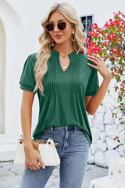 Notched Short Sleeve Women's T-Shirt: Where Comfort Meets Style