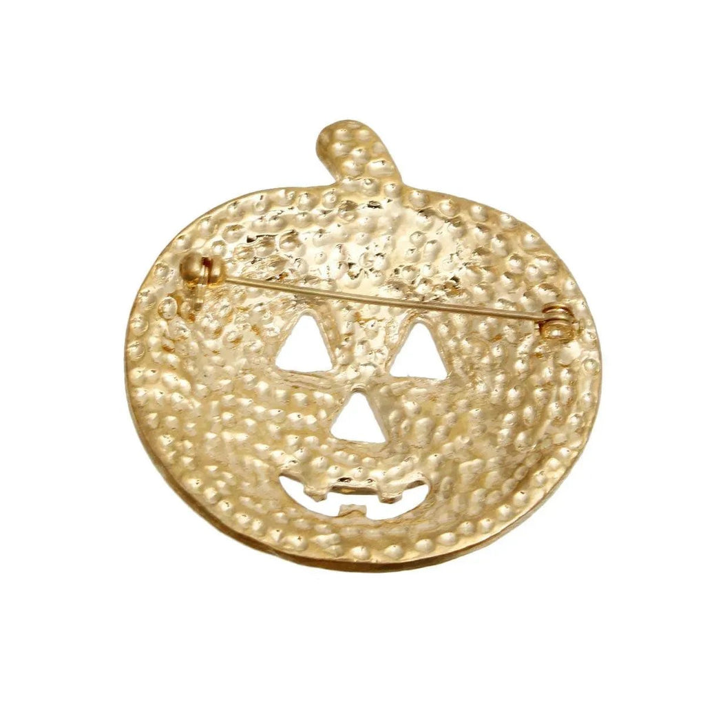 Orange Jack O Lantern Brooch Pin - Halloween Costume Accessory
