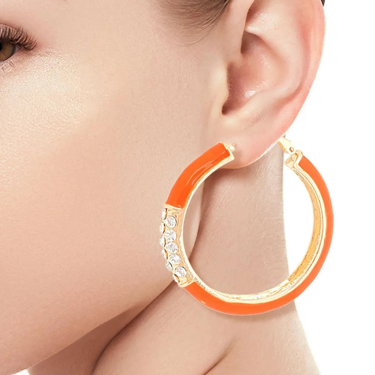 Orange and Gold Rhinestone Hoop Earrings: Your New Go-To Accessory