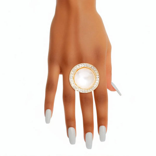 Pearl Bead Gold Cocktail Ring: A Timeless Piece for Sophisticated Glamour Jewelry Bubble