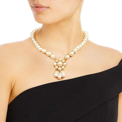 Pearl Flower Drop Fashion Necklace: The Ultimate Classic Accessory Jewelry Bubble