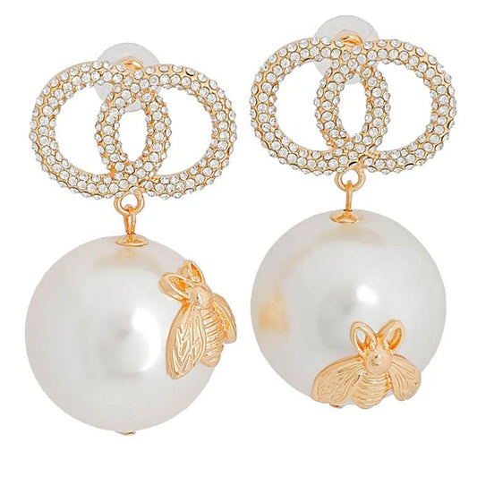 Pearl Gold Bee Earrings: Perfect for Bold Jewelry Lovers Jewelry Bubble