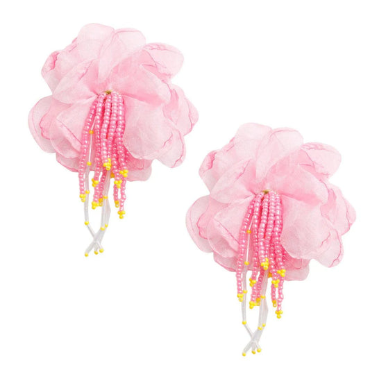 Pink Flower Bead Drop Earrings: Your New Style Statement Jewelry Bubble