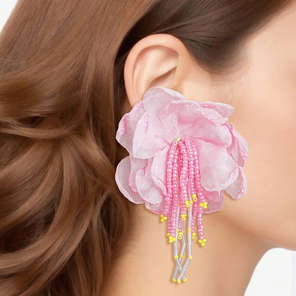 Pink Flower Bead Drop Earrings: Your New Style Statement Jewelry Bubble