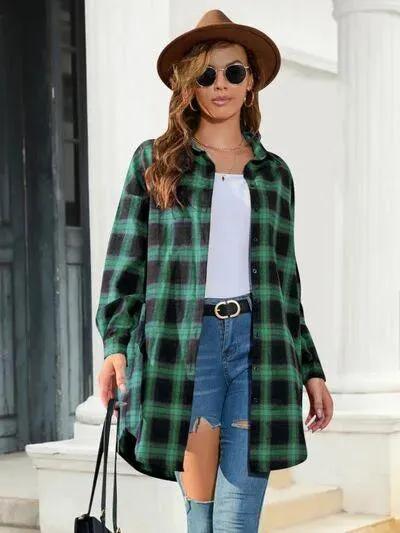 Plaid Button Up Shirt for Relaxed Style: Dropped Shoulder Design