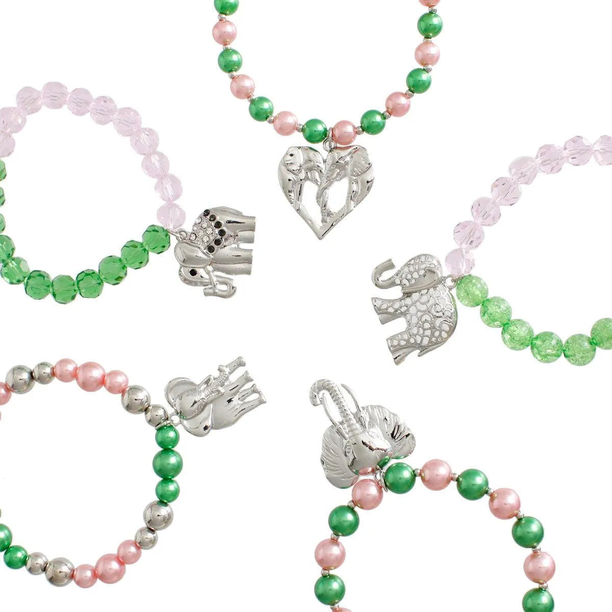 Playful Elephant Beaded Stretch Bracelets (Set of 5) Jewelry Bubble