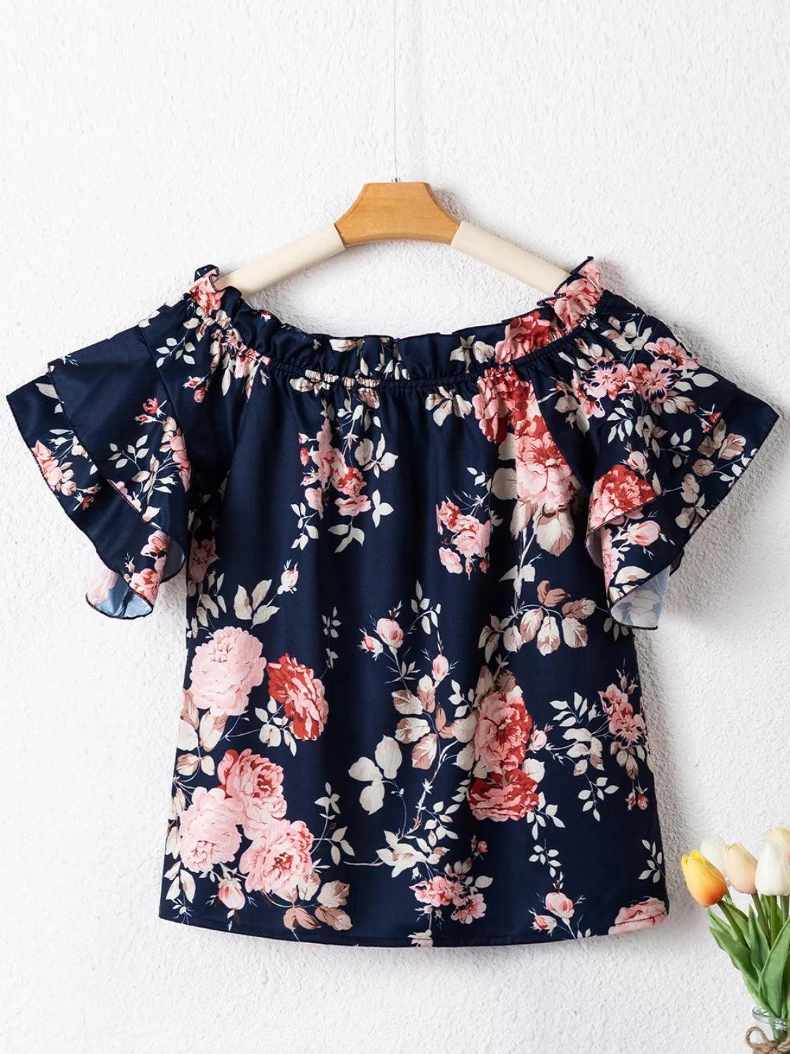 Printed Florals Off-Shoulder Blouse: Embrace Botanical Beauty Jewelry Bubble