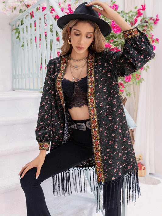 Printed Fringe Cardigan: Stylish and Versatile | Shop Now Jewelry Bubble