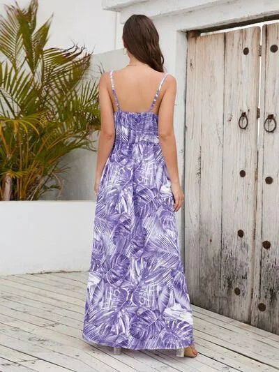 Printed Surplice Spaghetti Strap Dress Jewelry Bubble