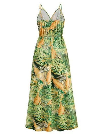 Printed Surplice Spaghetti Strap Dress Jewelry Bubble