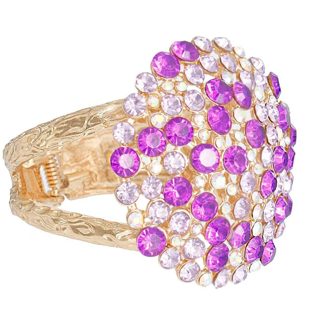 Purple Bouquet Domed Gold Cuff Bracelet: Dazzle Your Style Jewelry Bubble