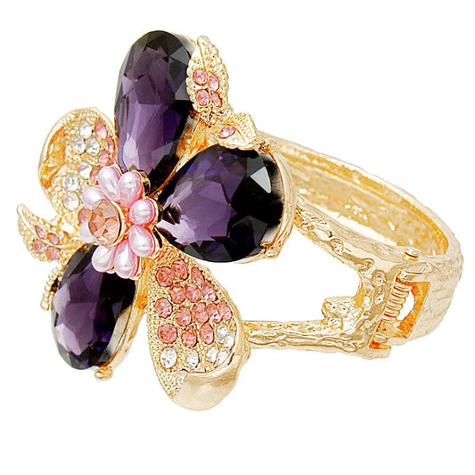 Purple/Gold Flower Bracelet to Adorn Your Wrist Jewelry Bubble