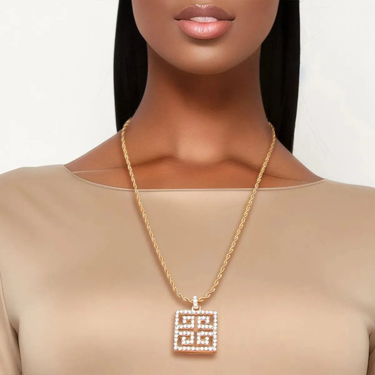 Radiate Elegance: Gold-tone Rhinestone Chain Necklace