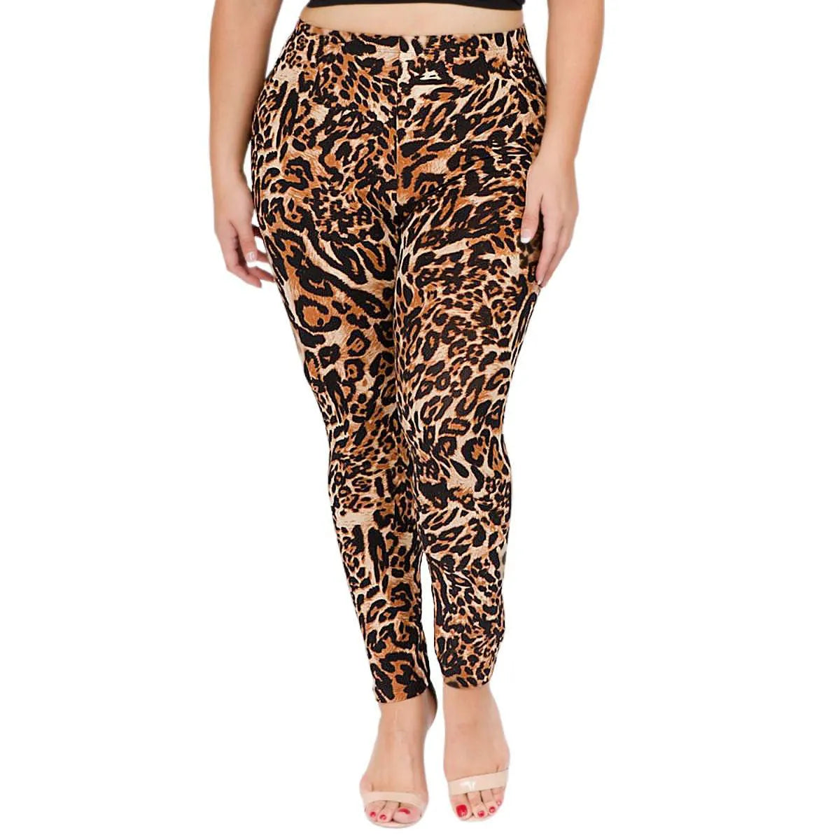 Roar in Style: Trendy Plus Size Leopard Print Leggings - Buy Now! Jewelry Bubble