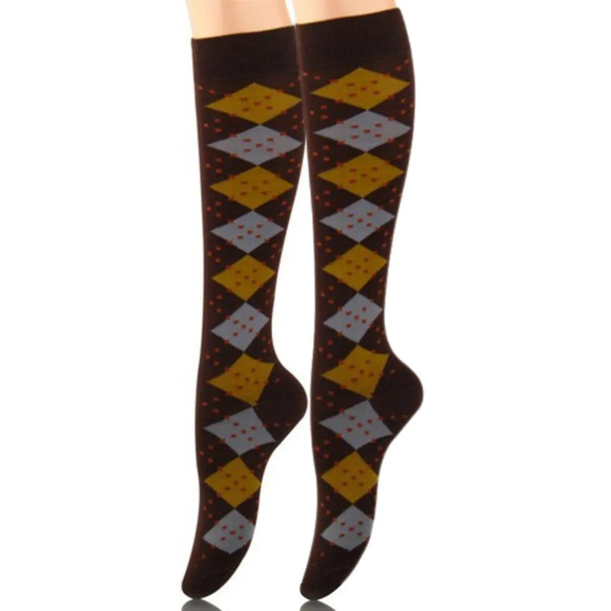 Sassy Socks: Brown Women's Diamond Patterned Foot Fashion Jewelry Bubble