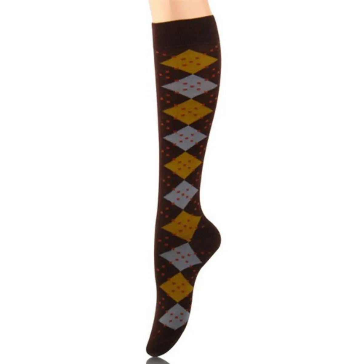 Sassy Socks: Brown Women's Diamond Patterned Foot Fashion Jewelry Bubble