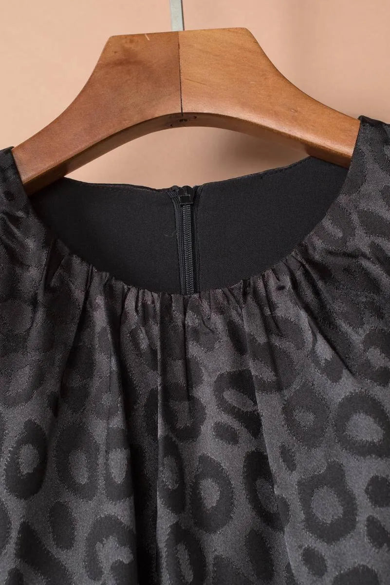 Seductive Mini Dress: Embrace Your Inner Leopard in Black Jewelry Bubble