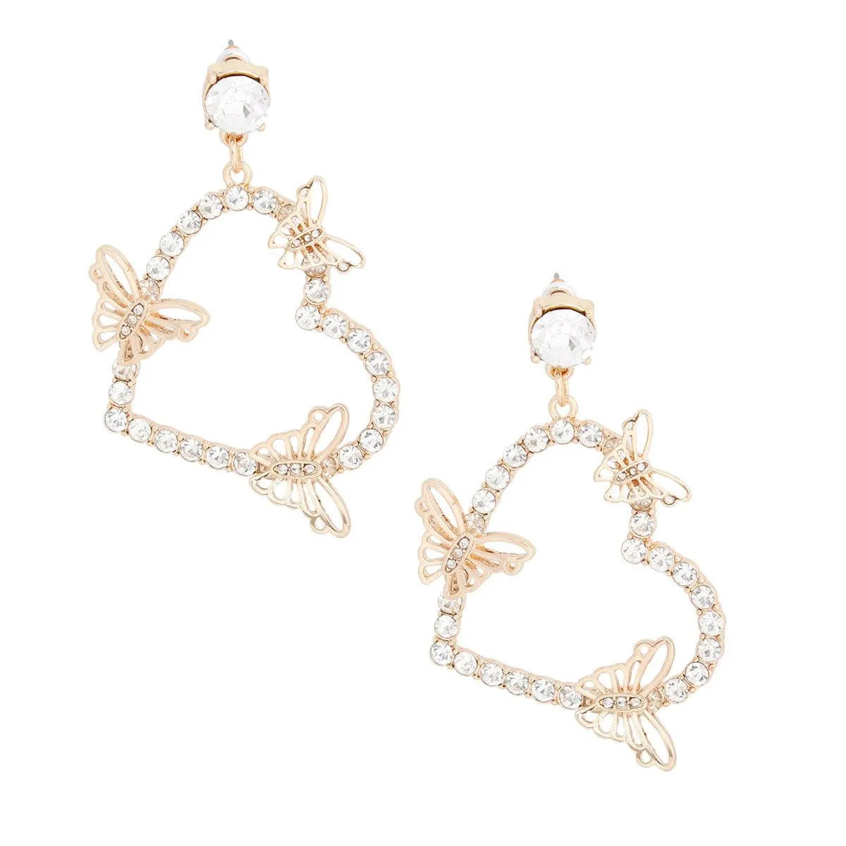 Shimmer & Shine: Gold Fluttering Butterflies Earrings for Open Hearts Jewelry Bubble