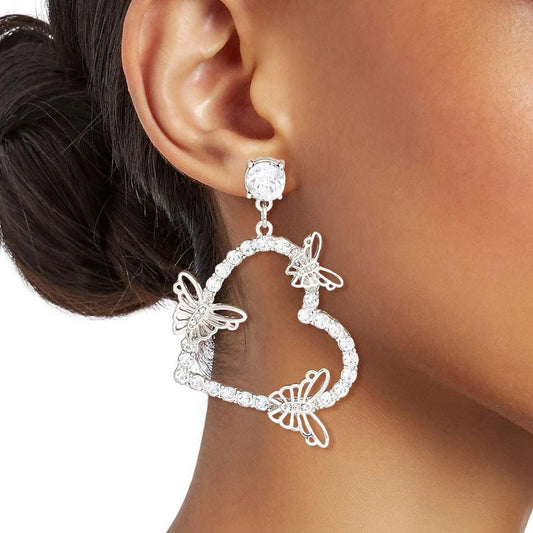 Shimmer & Shine: Sliver Fluttering Butterflies Earrings for Open Hearts Jewelry Bubble