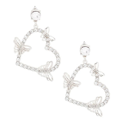 Shimmer & Shine: Sliver Fluttering Butterflies Earrings for Open Hearts Pinktown