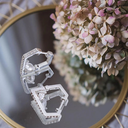 Shine in Style: Stunning CZ Diamond Design Huggie Hoops with White Gold Finish Pinktown