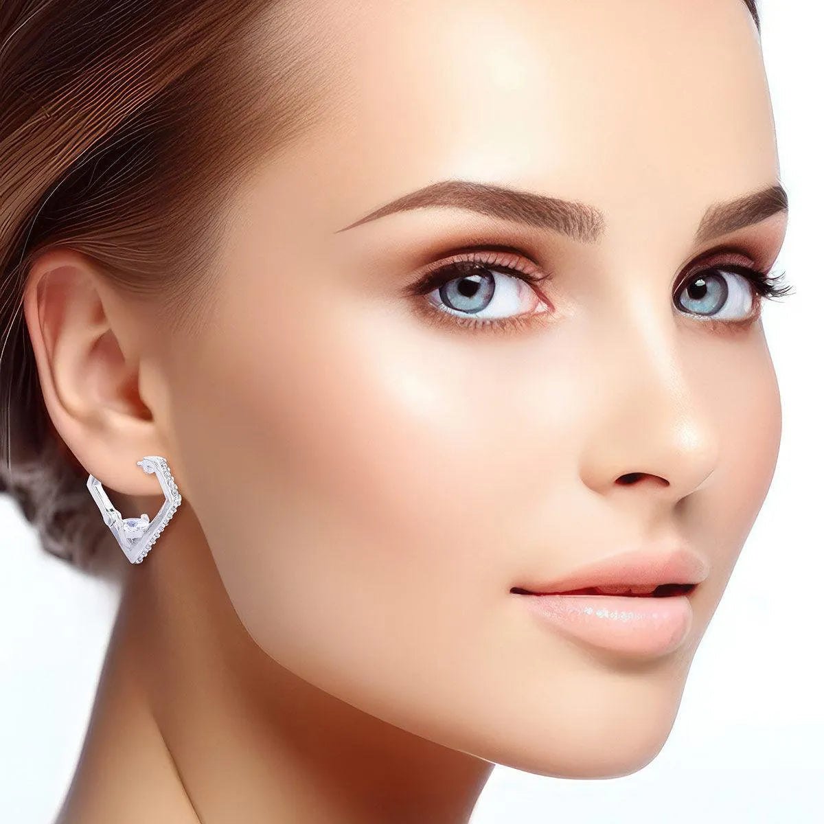 Shine in Style: Stunning CZ Diamond Design Huggie Hoops with White Gold Finish Pinktown