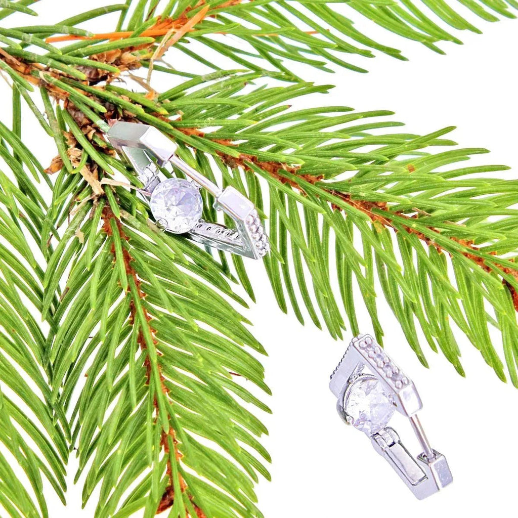 Shine in Style: Stunning CZ Diamond Design Huggie Hoops with White Gold Finish