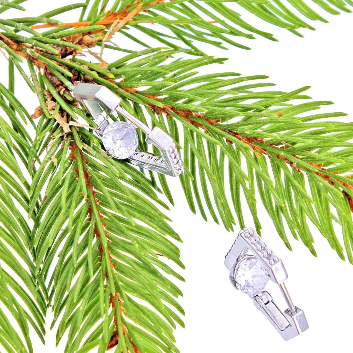 Shine in Style: Stunning CZ Diamond Design Huggie Hoops with White Gold Finish Pinktown