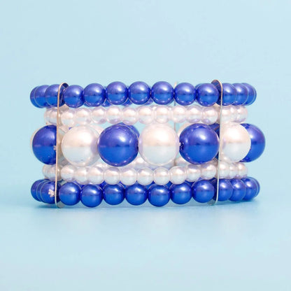 Shop Blue & White Pearl Bracelet for Her Fashion Jewelry Jewelry Bubble