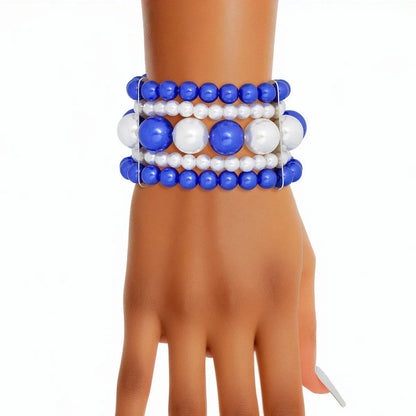 Shop Blue & White Pearl Bracelet for Her Fashion Jewelry Jewelry Bubble