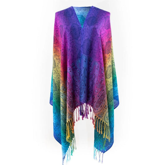 Shop Exquisite Blue/Multicolor Paisley Pashmina Scarf for Women: Elevate Your Style Jewelry Bubble
