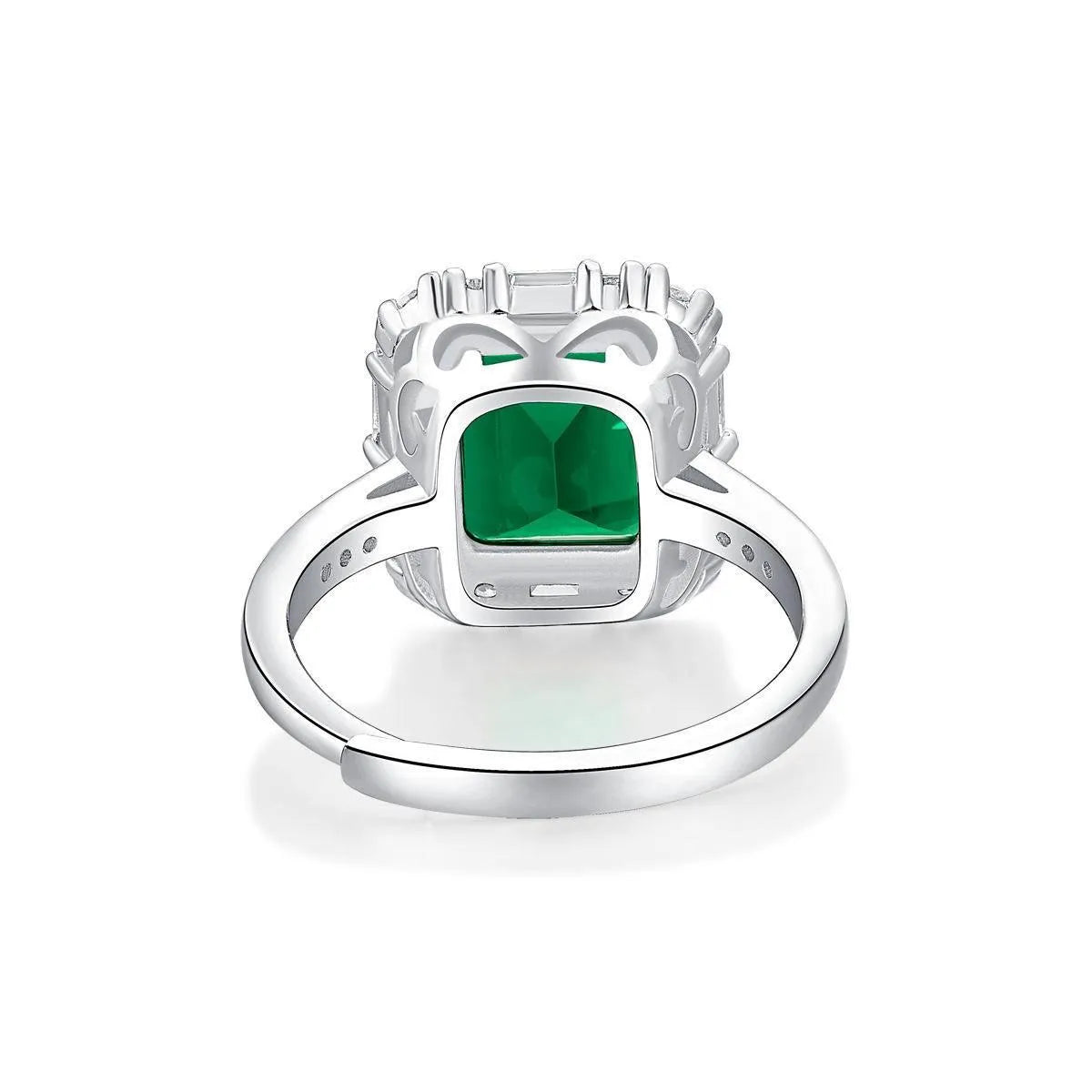 Shop Green Rectangle Silver Plated Ring - Adjustable and Elegant Jewelry Bubble