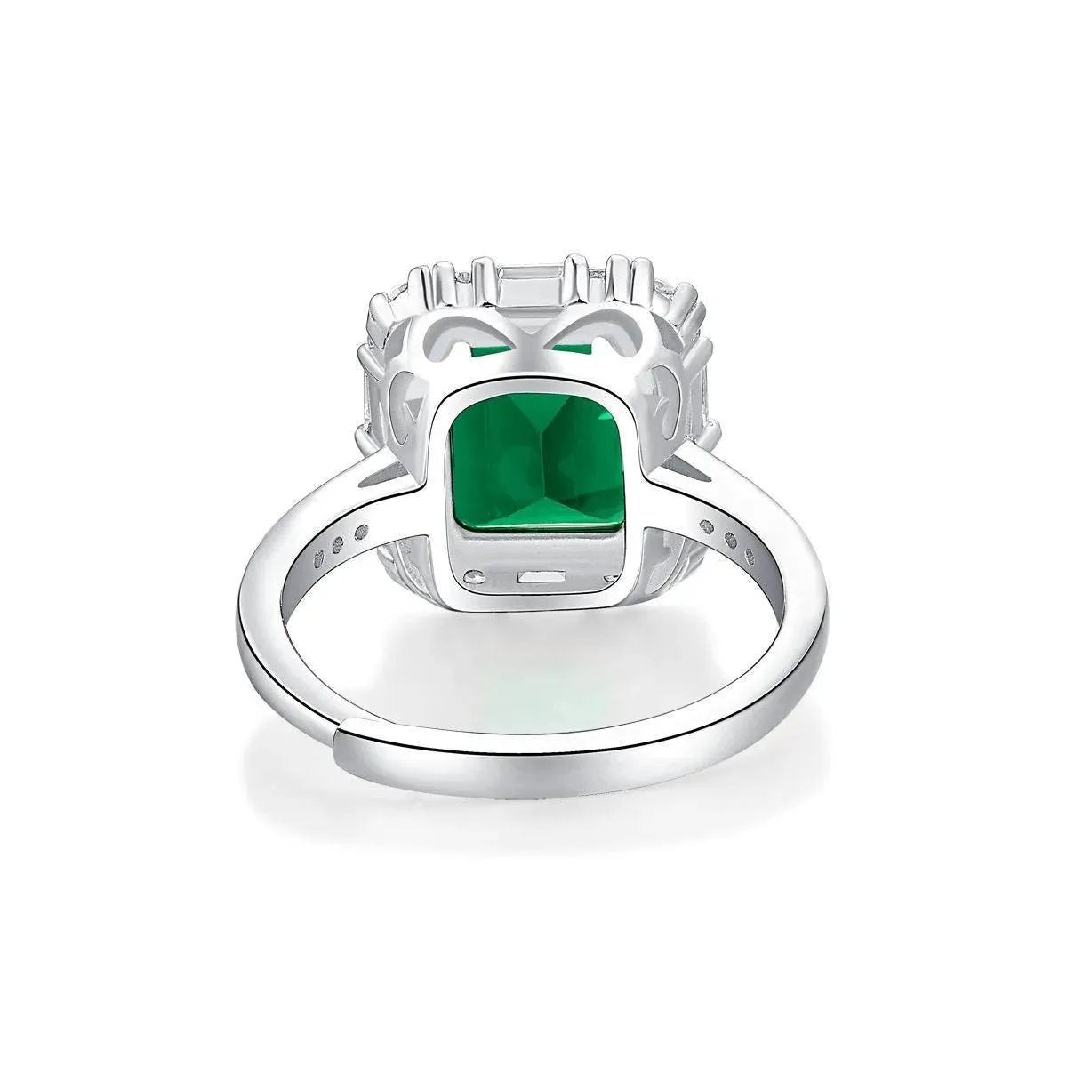 Shop Green Rectangle Silver Plated Ring - Adjustable and Elegant