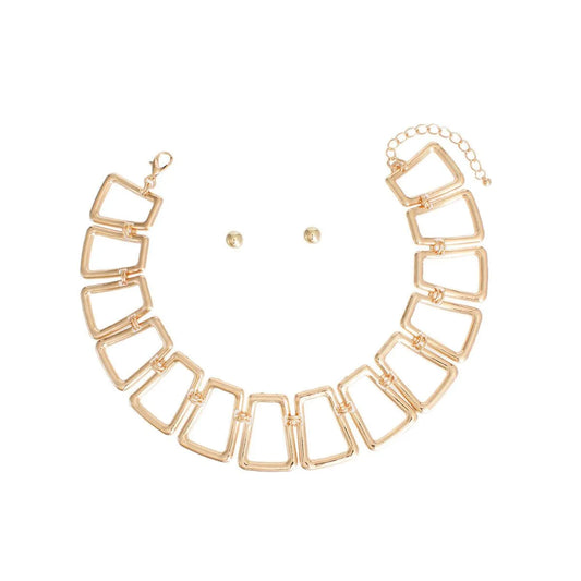 Shop Now: Open Work Link Necklace Set in Gold Plated Jewelry Bubble