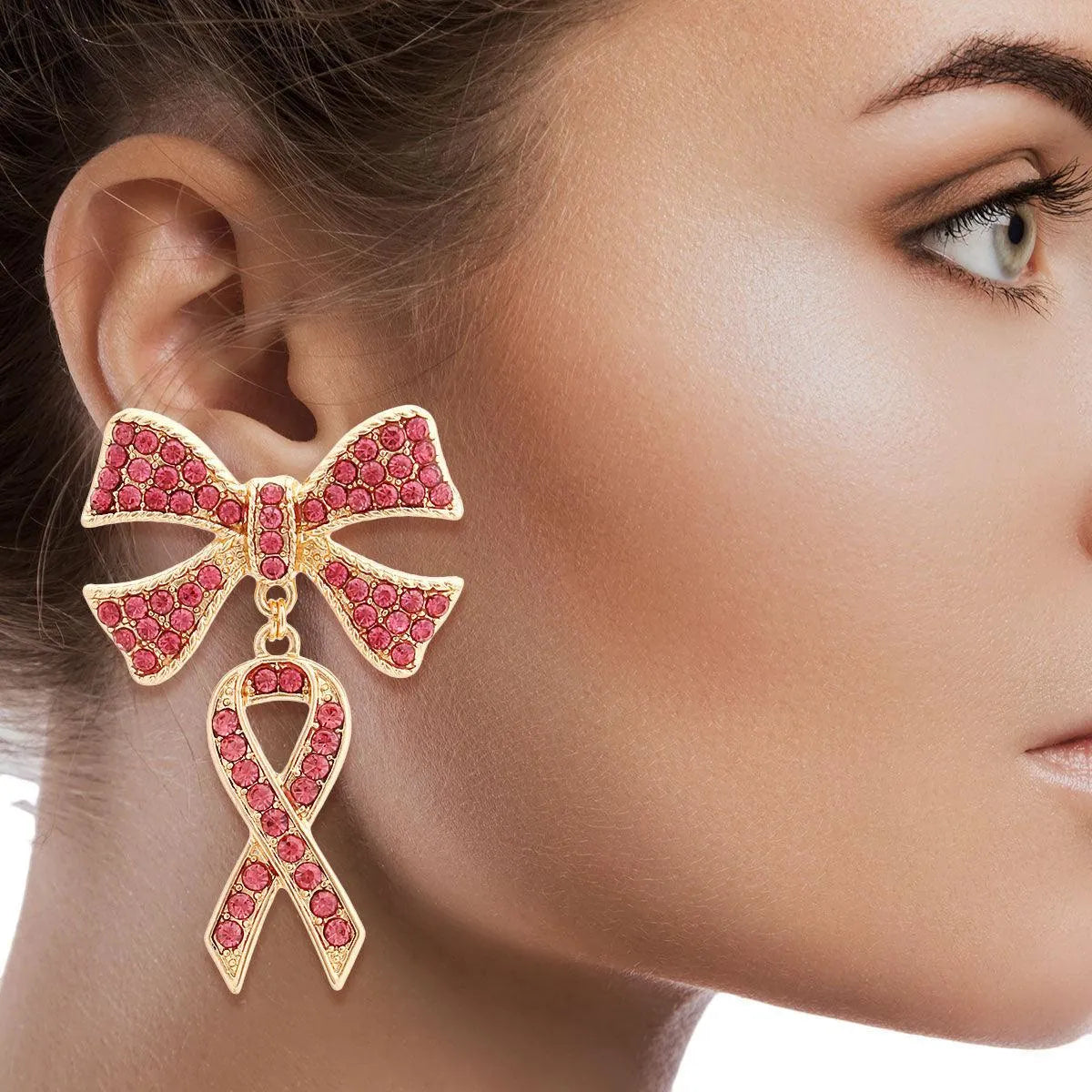 Shop Stylish Ribbon Gold Tone Earrings Today! Jewelry Bubble