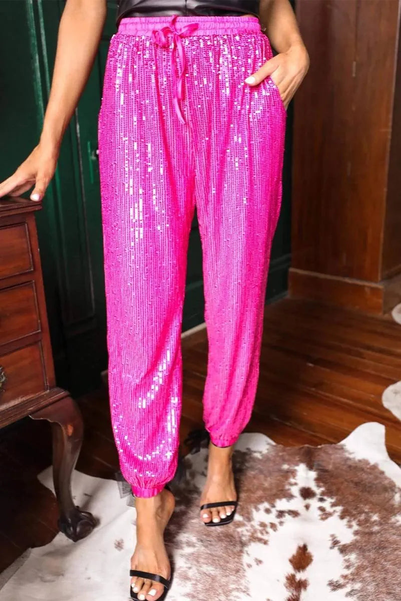 Shop Stylish and Casual Sequin Jogger Pants Now! Jewelry Bubble