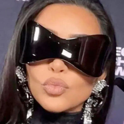 Shop Women's Black Oversized Shield Visor Sunglasses for a Bold Look Pinktown