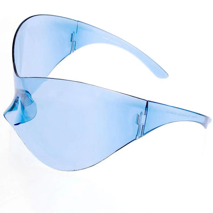 Shop Women's Blue Oversized Shield Visor Sunglasses for a Bold Look Pinktown
