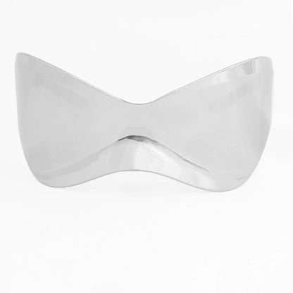 Shop Women's Silver Oversized Shield Visor Sunglasses for a Bold Look Pinktown