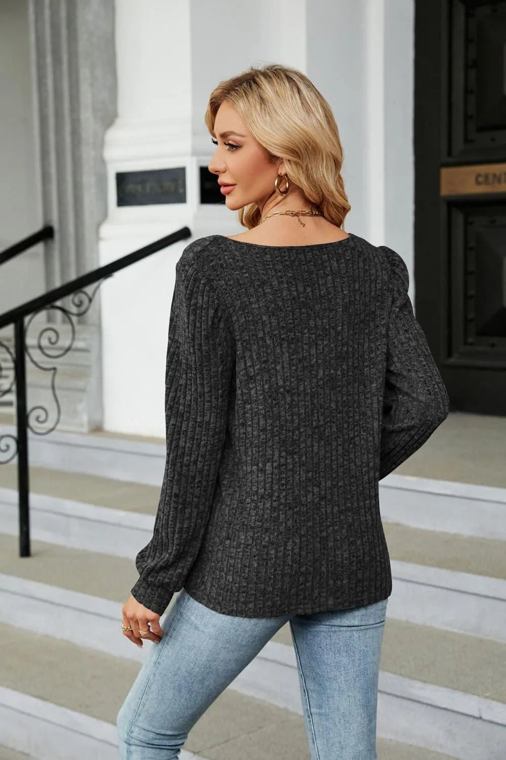 Shop the Perfect Ribbed Square Neck Top for Effortless Style Jewelry Bubble