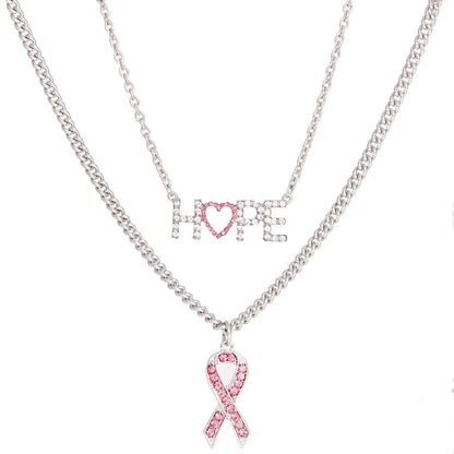 Spark Confidence and Awareness with a Pink Silver Hope and Ribbon Necklace Jewelry Bubble