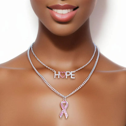 Spark Confidence and Awareness with a Pink Silver Hope and Ribbon Necklace Jewelry Bubble