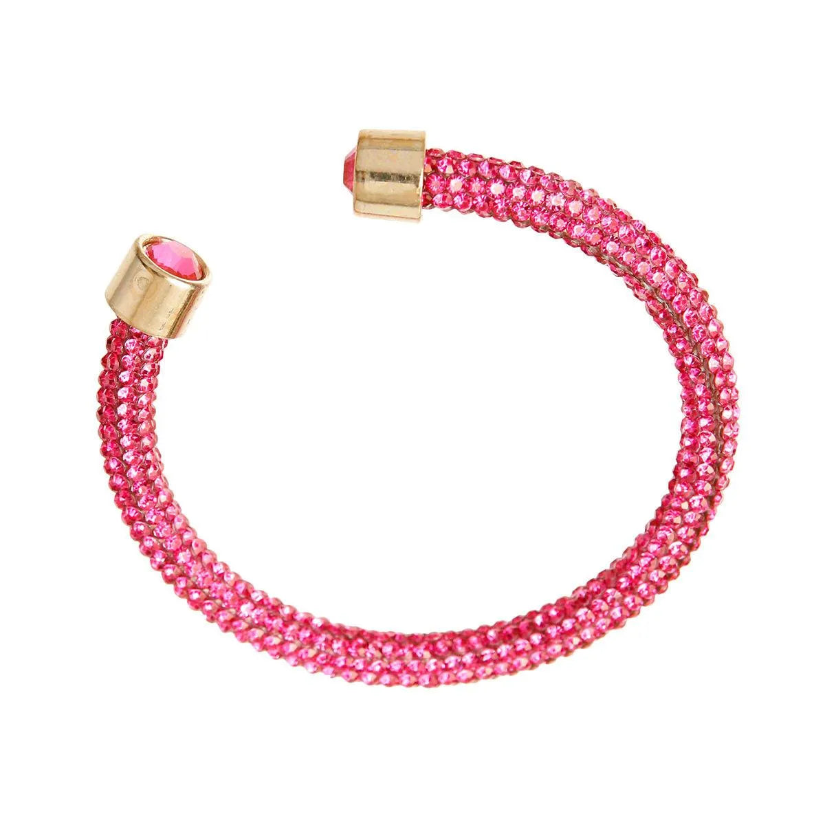 Sparkle in Style: Pink Rhinestone Cuff Bangle Bracelet Jewelry Bubble