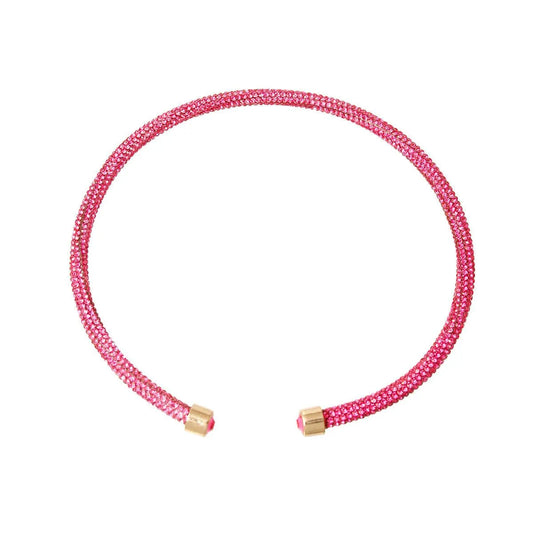 Sparkle with Style: Pink Rhinestone Choker Necklace - Get Glam Now! Jewelry Bubble