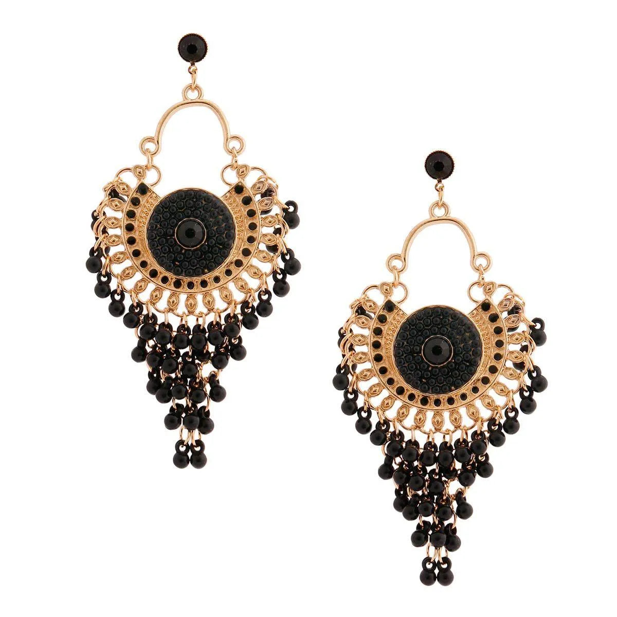 Stand Out from the Crowd with Black Beaded Chandelier Earrings Jewelry Bubble