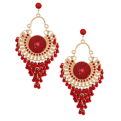 Stand Out from the Crowd with Red Beaded Chandelier Earrings Jewelry Bubble