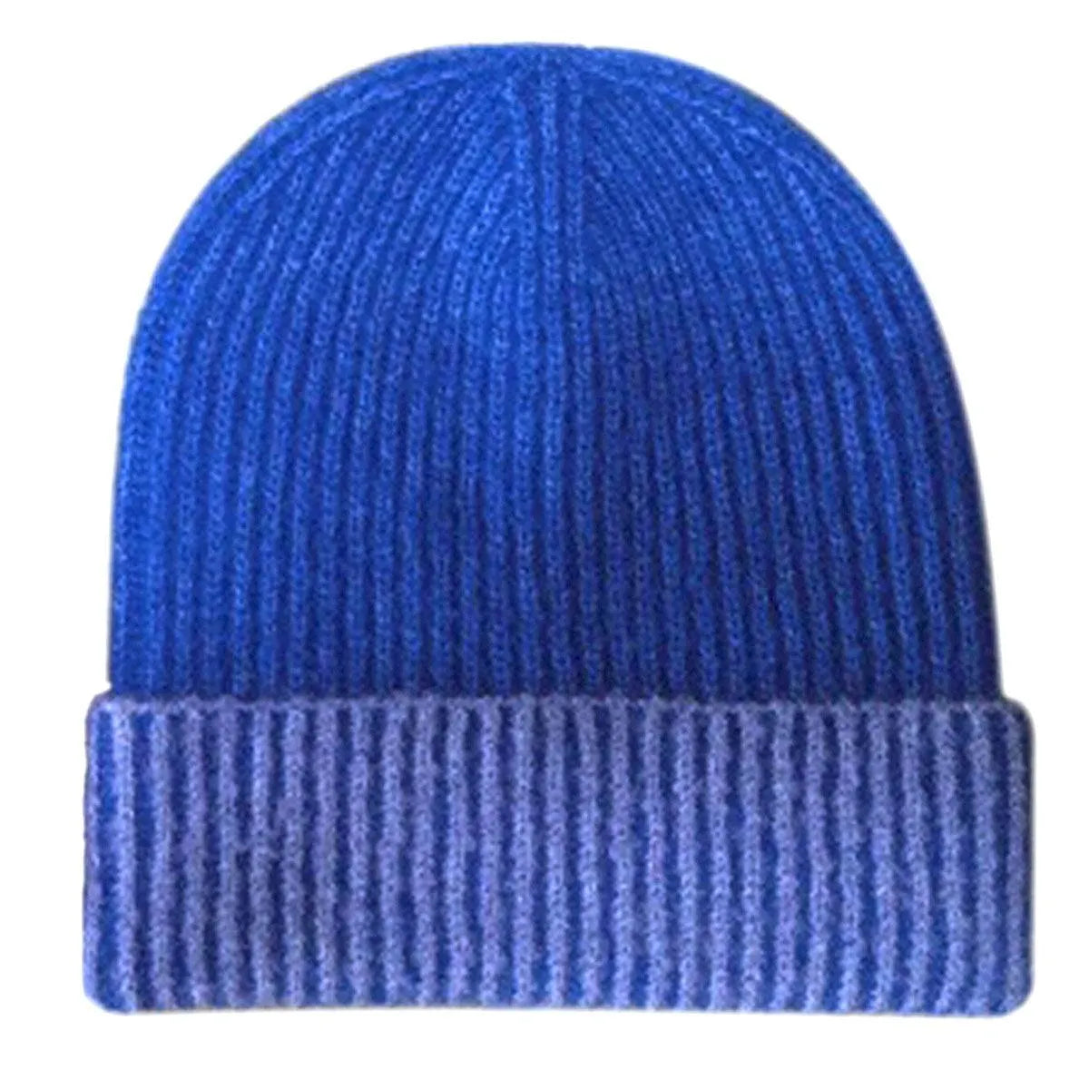 Stay Toasty: Ribbed Knit Beanie Hat in Blue Jewelry Bubble