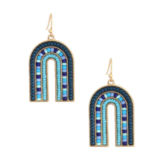 Step Up Your Accessory Game with Blue Seed Beaded Arch Earrings Jewelry Bubble