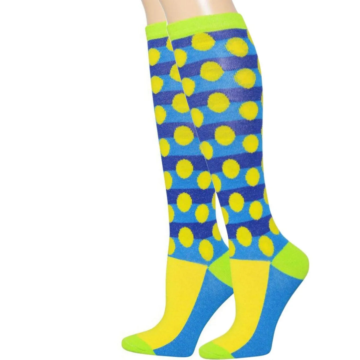 Step Up Your Style: Fun Yellow Polka Dot Knee High Socks for Women Jewelry Bubble