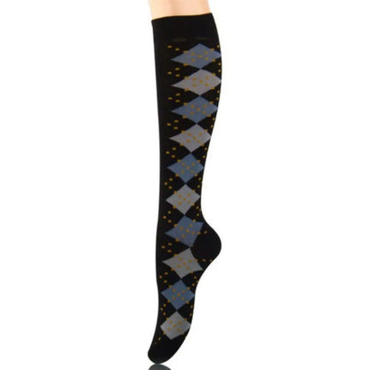 Step into Style: Black Women's Socks with Diamond Pattern Jewelry Bubble